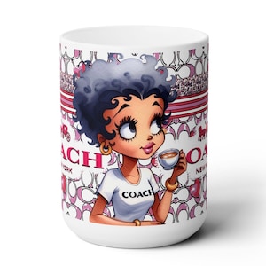 Valentine wrap one, Black Betty Boop Mug Wrap, sublimation mug wrap, designer png wrap, 3D Purse wrap, Coach Design, Boss Lady Mug, Diva Mug