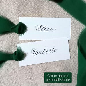 Segnaposto con nastro personalizzati, scritti a mano, per matrimoni, feste, laurea, battesimo, cerimonie | Calligrafia tradizionale