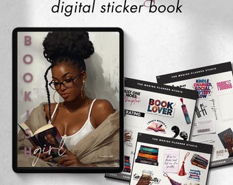 Adesivi digitali per agenda a tema libri: pacchetto chic in formato PNG per GoodNotes (download immediato)