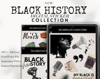 Black History Digital Planner Stickers: Goodnotes Pre-Cropped PNG (Digital Download)