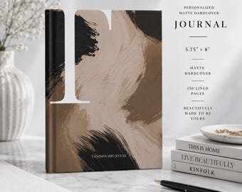 Diario personalizzato con copertina rigida / Quaderno con nome a pennellate neutre