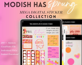 April Spring Digital Planner Stickers: Goodnotes Pre-Cropped (Digital Download)