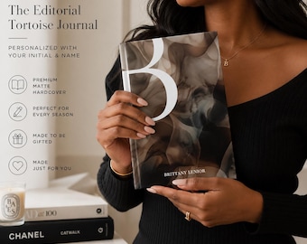 Diario personalizzato con copertina rigida effetto tartaruga / Quaderno con iniziale personalizzata del nome