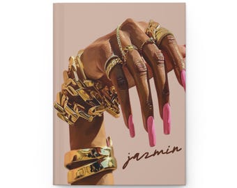 Diario personalizzato per donna nera / Quaderno a righe con copertina rigida e nome personalizzato / Regalo con Scritture cristiane