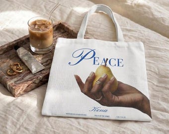 Borsa tote personalizzata Pace / Frutto dello Spirito / Nome personalizzato / Regalo cristiano / Collezione Buon Frutto
