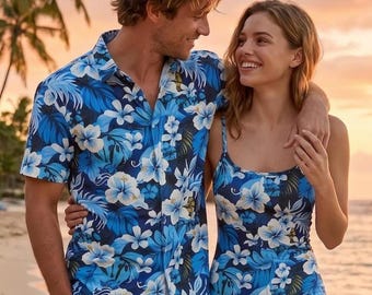 Matching Hawaiian Print Couple Outfits: Tropical Beach Apparel - Mix & Match Apparel | SSD001