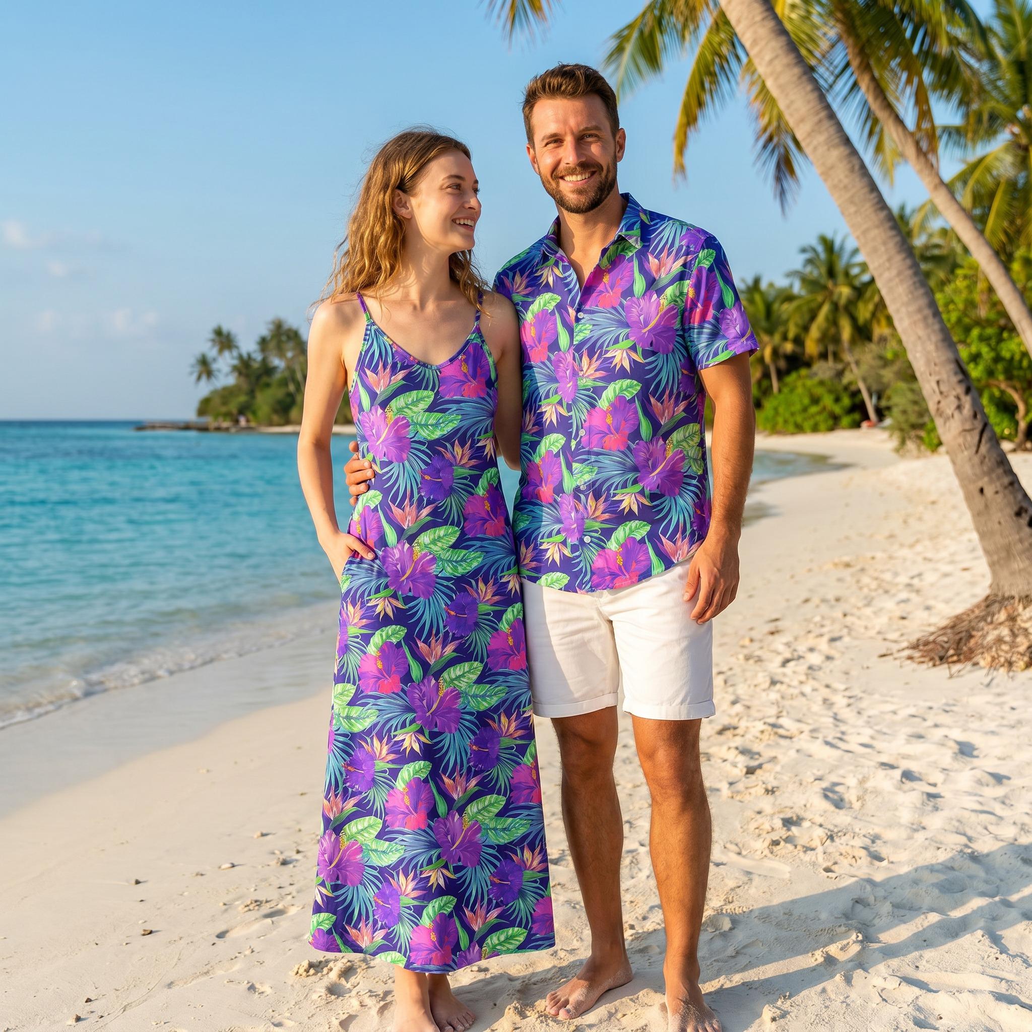 matching dress and shirt for couples Patpat Family Matching Outfits Mommy and Me Hawaiian Shirt for Men Short-sleeve Caribbean Mens Dress Shirts for Couple Father's Day GiftsM-XXL, Men's,