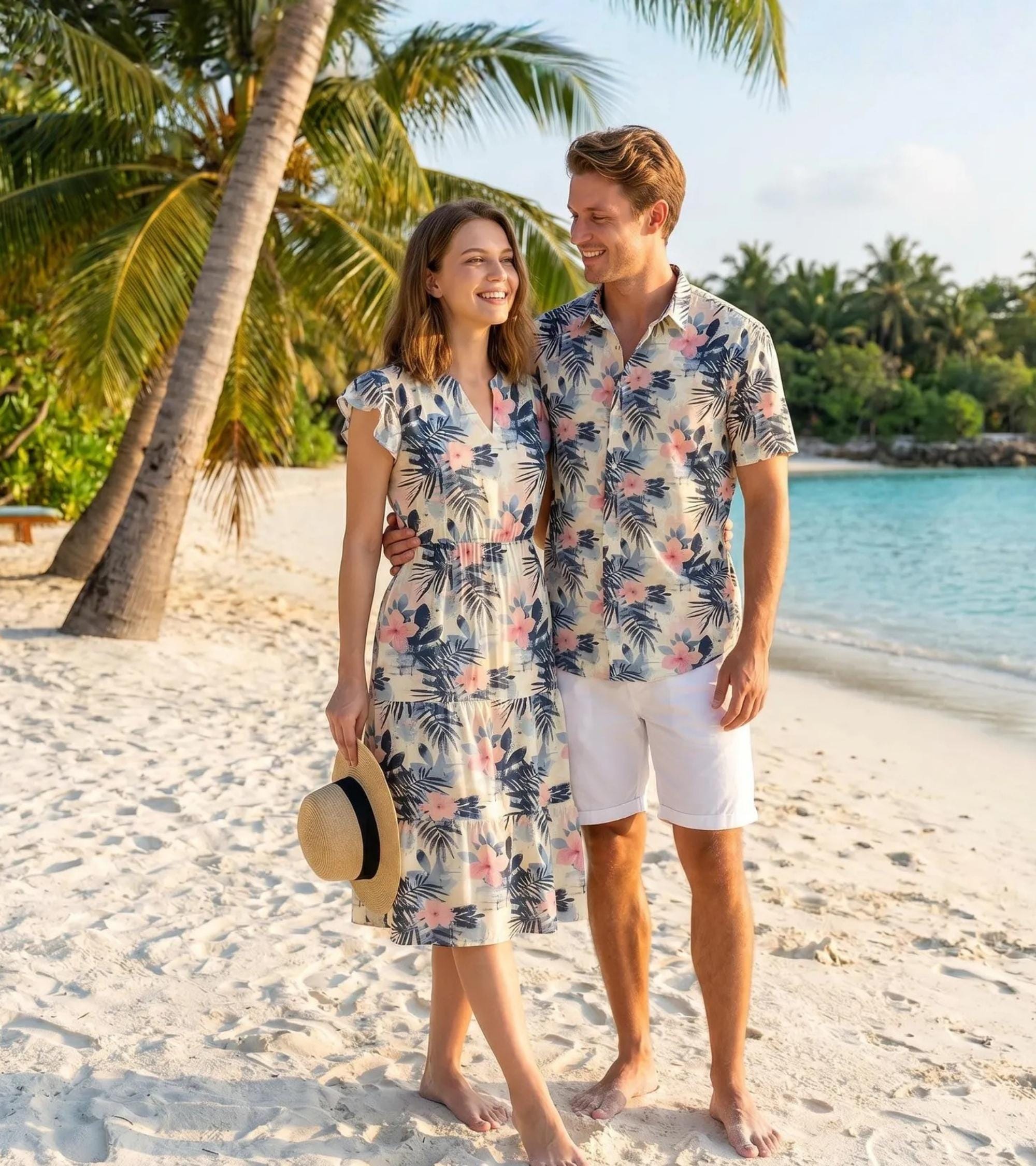 beach dress for couple Matching Shirts & Dresses - Outfits Vacation or Resort Destination Velvet A-line Dress With Restocked Chririnla Couple Outfits Soft Size:12 (M)