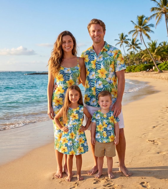 dresses for hawaiian vacation Orchid Play Blue Rainbow Dress Versatile Style XL / Blue 123cm/48.43 Size. Matching Hawaiian Outfits - Shirts