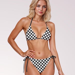 Checkerboard String Bikini: UV-Schutz-Badeanzug, 2XS bis 6XL