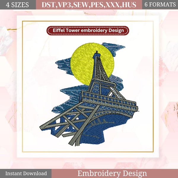 Eiffel tower Embroidery Design, Romantic Eiffel tower, Paris Embroidery design, Mini Eiffel tower, France Eiffel Tower, Machine embroidery