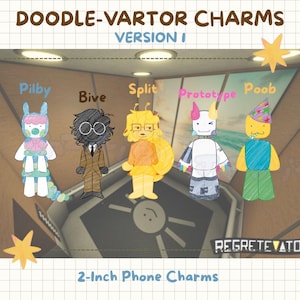 Doodlevator Charms! Set V1 | Split, Bive, Pilby, Poob & Prototype