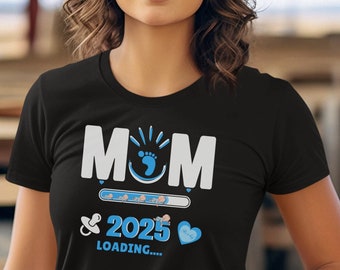 Mama Loading Funny maternity shirt -pregnancy announcement t-shirt, Baby shower gift for mums-to-be, Boy Mammy happiness 2024, MOM in Blue