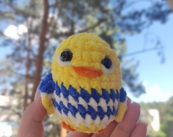 Chicken Crochet Pattern: Chenille Sailor Keychain, Bird Plushie (PDF Pattern)