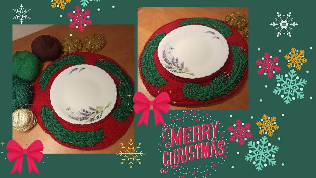 Christmas Crochet Placemat PDF Pattern Only, Crochet PDF Digital