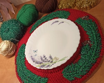 Christmas Crochet Placemat PDF Pattern Only, Crochet PDF Digital Download, Gift for Christmas Decor, Crochet Christmas, Placemat