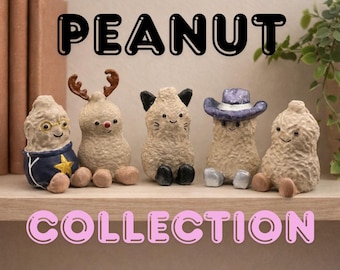 Jordnötsmodell/Polaroidhållare 7 cm/12 cm | Mjukisdjursdisplay i Jellycat-stil | Handmålad och 3D-utskriven | Unik presentidé för samlare