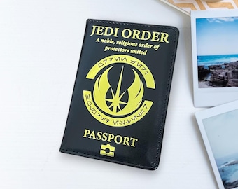 Jedi Order Passport Cover, Faux Leather Jedi Passport Holder, Gift for Him,  Galactic Empire