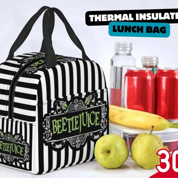 Tim Burton's Beetlejuice Lunch Bag, Gothic lunch bag, Lunch Box, Office Lunch Bag,