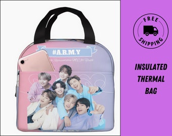 Borsa per il pranzo BTS, Borsa termica isolata, Regalo per i fan di BTS, Borsa per il pranzo