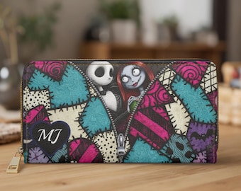 Jask and Sallys Zipper Wallet for women - Halloween Gift