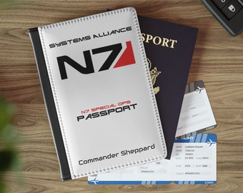 N7 Program Personalized Passport Holder, Mass Effect Passport Cover, Travel gifts for men, Geek gifts uk, Systems alliance mass effect