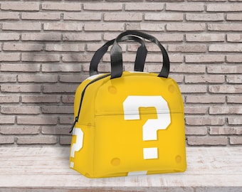 Yellow Question Block Lunch Bag – Insulated Gamer Lunch Tote, Retro Arcade-Inspired Design