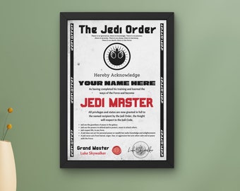 Personalisierte Star Wars Jedi Master Urkunde (PDF)