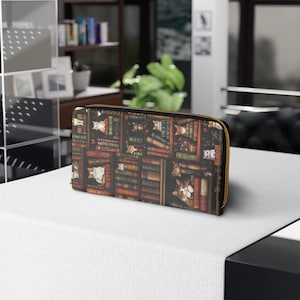 Carteira com zíper Books and Cats - Design de gato literário, presente perfeito para leitores ávidos, donos de gatos, leitores, aniversariantes e amantes de gatos