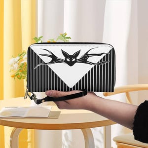 Cartera Pumpkin King - Cartera de muñeca de Jack Skellington para mujer - Cartera con lazo
