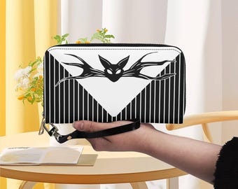 Cartera Pumpkin King - Cartera de muñeca de Jack Skellington para mujer - Cartera con lazo