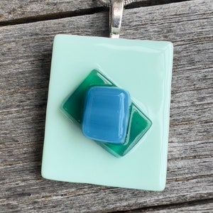 Blue/Green Fused Glass Pendant