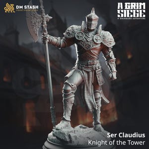 32mm Resin DnD Miniature – Ser Claudius Human Fighter Paladin Knight | Unpainted RPG Figure