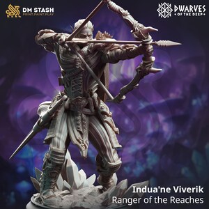 DnD, Elf Ranger, Drow, Fighter Miniature (Indua&#39;ne Viverik) 32mm