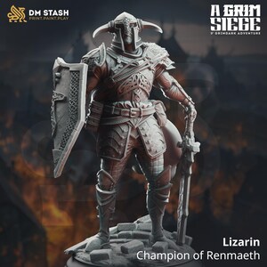 32mm Resin DnD Miniature – Lizarin Human Fighter Paladin Knight | Unpainted RPG Figure
