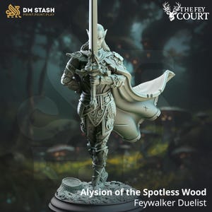 Alysion of the Spotless Wood | 32mm 75mm Elf Fey Druid Fighter Paladin Mini DnD