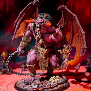 3D Printed Winged Demon General Miniature, Horned Demon, Devil,