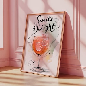 Impresión de Aperol Spritz, póster de martini, póster de cóctel, arte con recetas de cócteles, decoración de habitaciones coquetas, arte de martini espresso, letrero de bebida para bodas