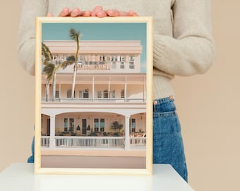 Vintage Palm Beach Hotel Photograph Print, Coastal Print, Retro Print, Downloadable Art, Preppy Print