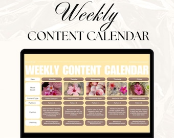 Social Media Weekly Content Planner | Editable Content Planner Calendar | Canva Template for Social Media Managers & Content Creators