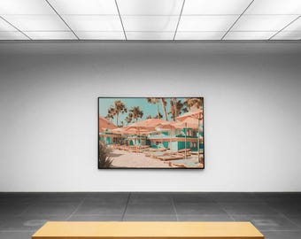 Retro Beach Palm Trees Vintage Photograph Print, Coastal Wall Art, Beach Print, Retro Beach House Decor, College Apartment Decor, Aesthetic