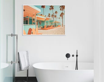 Retro Beach House Photograph Print, Coastal Wall Art, Palm Tree Art, College Apartment Decor, Home Decor, Aesthetic Decor, Beach Print