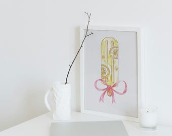 Popsicle Coquette Bow Wall Print, Girly Wall Art, Bar Cart Decor, Dorm Room Decor, Pink Bow Print, Digital Download