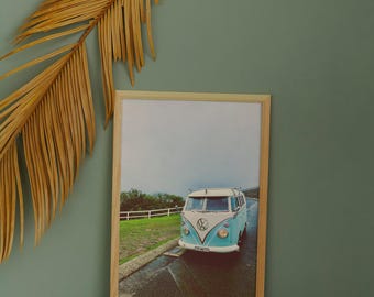 Vintage Retro Surfing Bus Travel Photograph, Coastal Wall Art Beach Posters, Surf Art Retro Print, Downloadable Art, Preppy Prints, Trendy