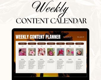 Social Media Weekly Content Planner | Editable Content Planner Calendar | Canva Template for Social Media Managers & Content Creators