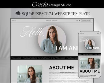 Squarespace Template for Virtual Assistants, Website Template for Squarespace 7.1, Minimalistic Website Template for Personal Assistants