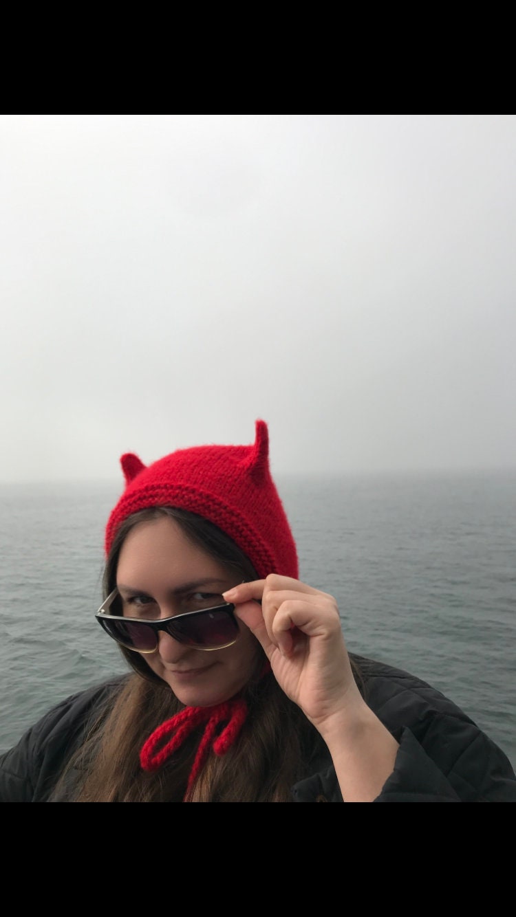 Ewandastore Béret D'hiver En Laine Tricotée Avec Oreilles De Chat