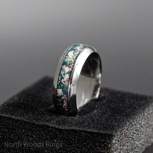Stainless Steel and Moonstone Opal Ring