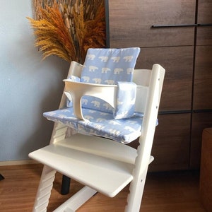 Cushion set for the Stokke Tripp Trapp high chair removable polar bear light blue image 1