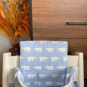 Cushion set for the Stokke Tripp Trapp high chair removable polar bear light blue image 2